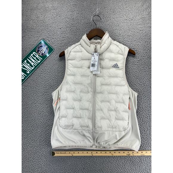 Adidas X-City Padded Running Vest Jacket Womens Large White Back Pockets NEW L - Picture 1 of 9